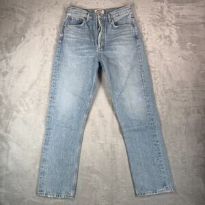 Agolde Jeans Riley Crop Womens 26 High Rise Straight Light Wash Denim Blur